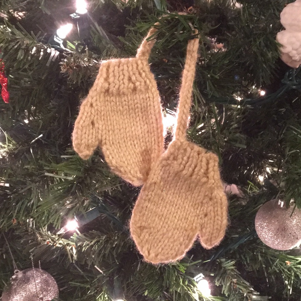 COPY - Hand-Knit Tiny Mittens Christmas Ornament